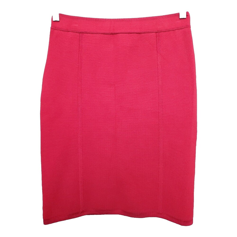 Cache Vintage Red Stretch Knit Paneled Pencil Skirt Size Medium 90s Y2K